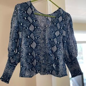 Blue Snakeskin Printed Multi-Way Blouse